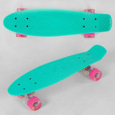 Скейт Пенні борд "Best Board", бірюзовий, дошка = 55см, колеса PU зі світлом, діаметр 6 см