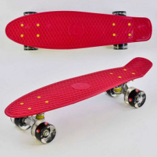 Пенні борд "Best Board", ВИШНЕВИЙ, дошка = 55см, колеса PU зі світлом, діаметр 6 см