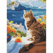 Алмазна мозаїка "Мрійливий котик", 30х40 см.