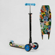 Самокат триколісний “Best Scooter”, кермо знімне, колеса PU зі світлом, переднє 130х25 мм, задні здвоєні 80х45 мм, в коробці