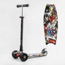 Самокат триколісний "Best Scooter", знімне кермо, колеса PU зі світлом, переднє 130х25 мм, задні здвоєні 80х45 мм, в коробці