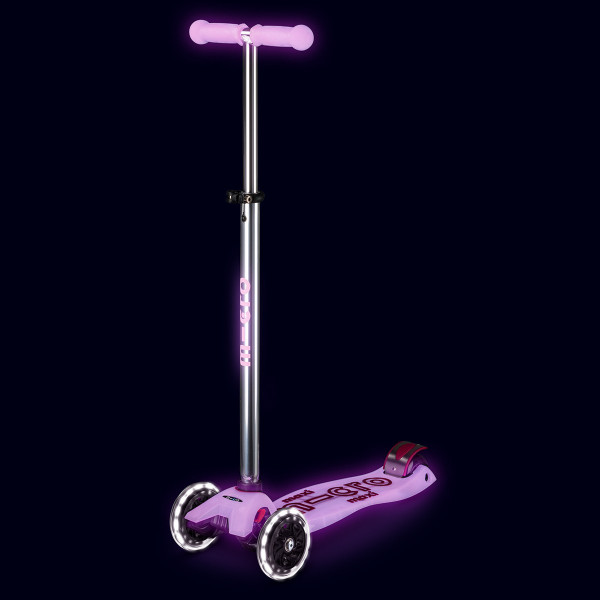 Самокат Micro серії Maxi Deluxe Glow LED – Сяйнисто-пурпуровий
