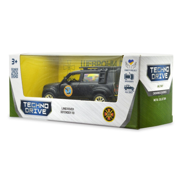 Машинка металева із серії "Шеврони Героїв" - Land Rover Defender 110 - "ГУР МО"