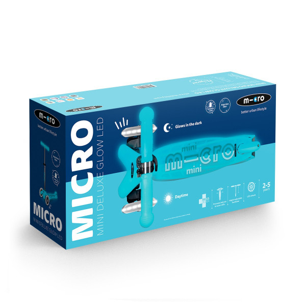 Самокат Micro серії Mini Deluxe Glow LED – Арктичний синій