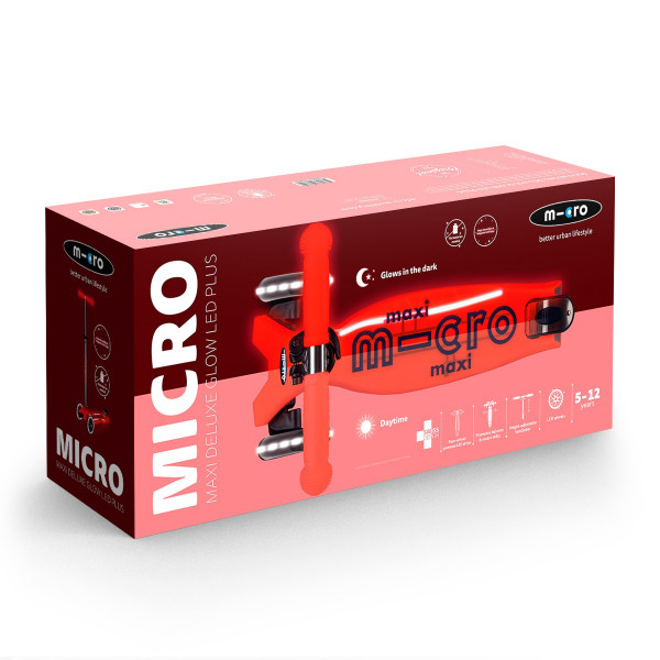 Самокат Micro серії Maxi Deluxe Glow LED Plus - Червона аура