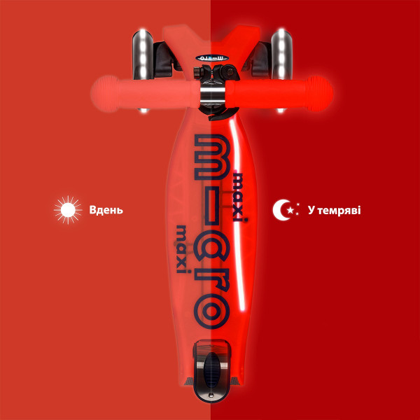 Самокат Micro серії Maxi Deluxe Glow LED Plus - Червона аура