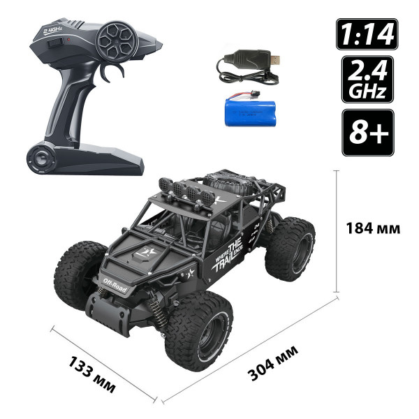 Автомобіль Off-road Crawler з р/к – Race (матовий чорний, 1:14)