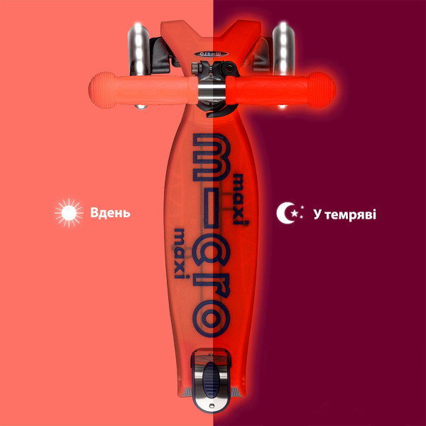 Самокат Micro серії Maxi Deluxe Glow LED – Червона аура