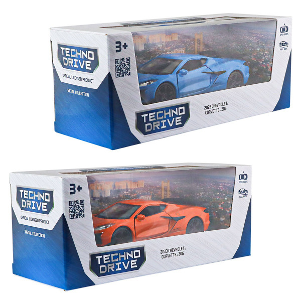 Автомодель - Chevrolet Corvette Z06 2023 (помаранчевий, світло-блакитний)