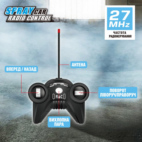 Автомобіль Spray Car на р/в - Sport (блакитний, 1:24, світло, вихлопна пара)