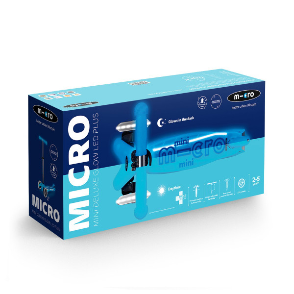 Самокат Micro серії Maxi Deluxe Glow LED Plus - Синій кришталь