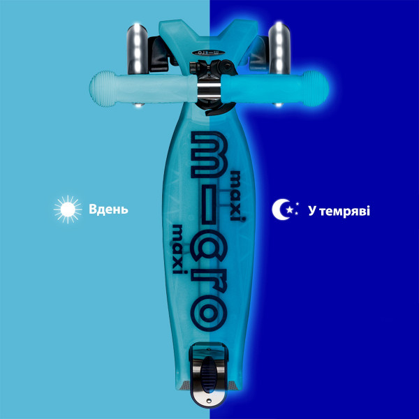 Самокат Micro серії Maxi Deluxe Glow LED – Синій кришталь