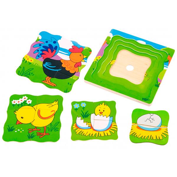 Дерев'яний багатошаровий пазл Viga Toys Півник (50113)