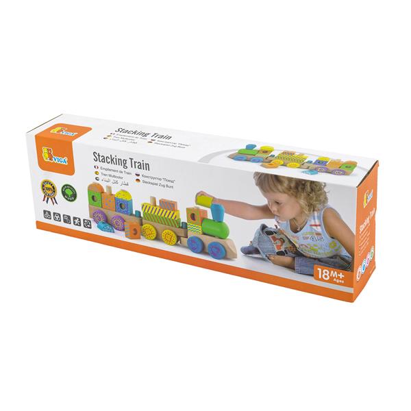 Дерев'яний поїзд Viga Toys Кубики (50572)