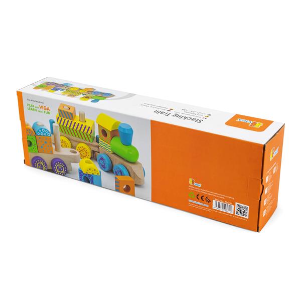 Дерев'яний поїзд Viga Toys Кубики (50572)