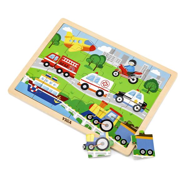 Дерев'яний пазл Viga Toys Транспорт 24 ел. (51462)