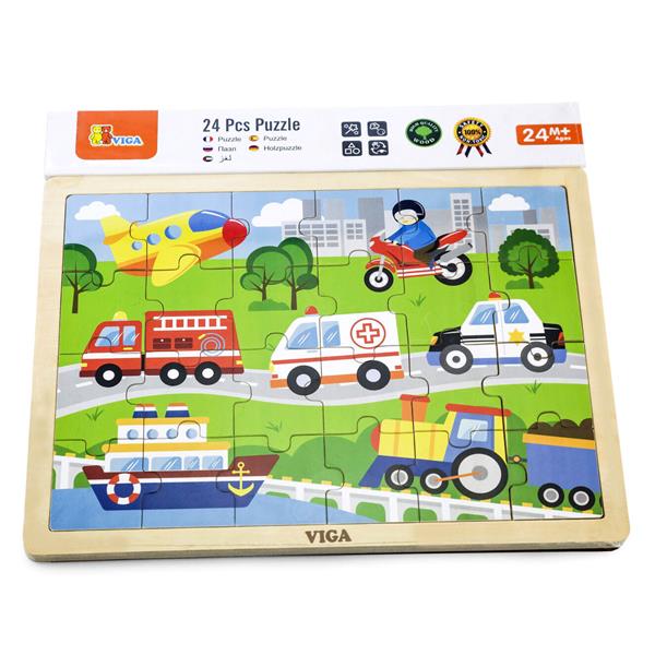 Дерев'яний пазл Viga Toys Транспорт 24 ел. (51462)