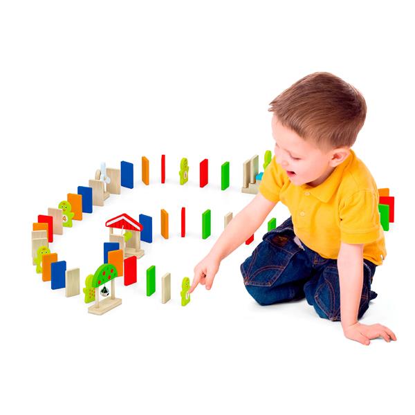 Динамічний конструктор Viga Toys Дерев'яне доміно 116 ел. (51620)