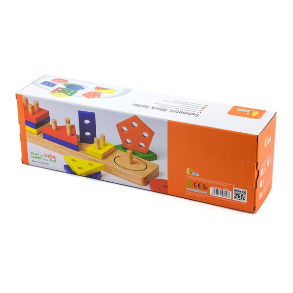 Дерев'яна логічна пірамідка Viga Toys Геометричні фігури (58558)
