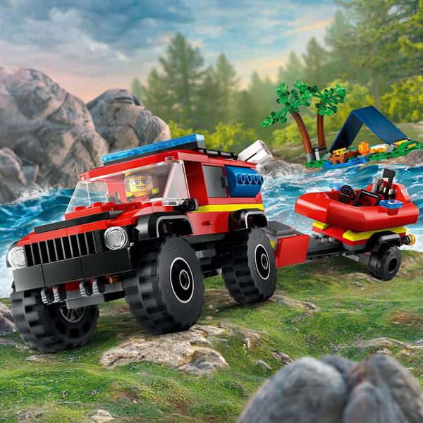Конструктор LEGO City Пожежний позашляховик із рятувальним човном 301 деталь (60412)