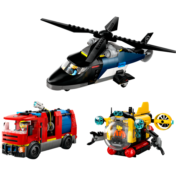 Конструктор LEGO City Ремікс вертольотів, пожежних машин і підводних човнів 874 деталі (60462)