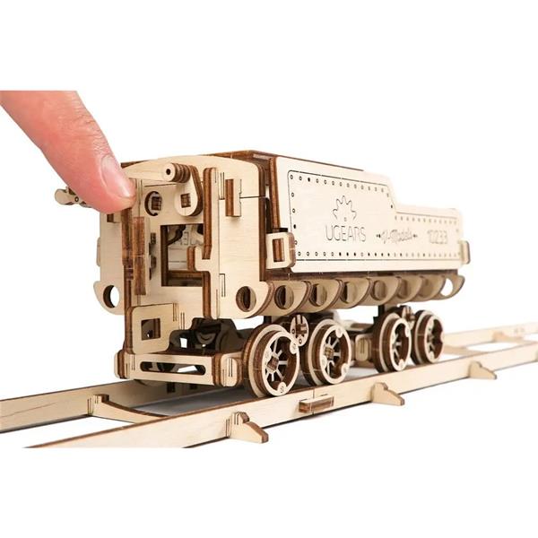 Дерев'яний механічний 3D конструктор Ugears Локомотив з тендером V-Експрес (70058)