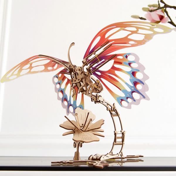 Дерев'яний механічний 3D конструктор Ugears Метелик (70081)