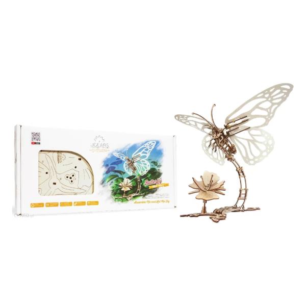 Дерев'яний механічний 3D конструктор Ugears Метелик (70081)