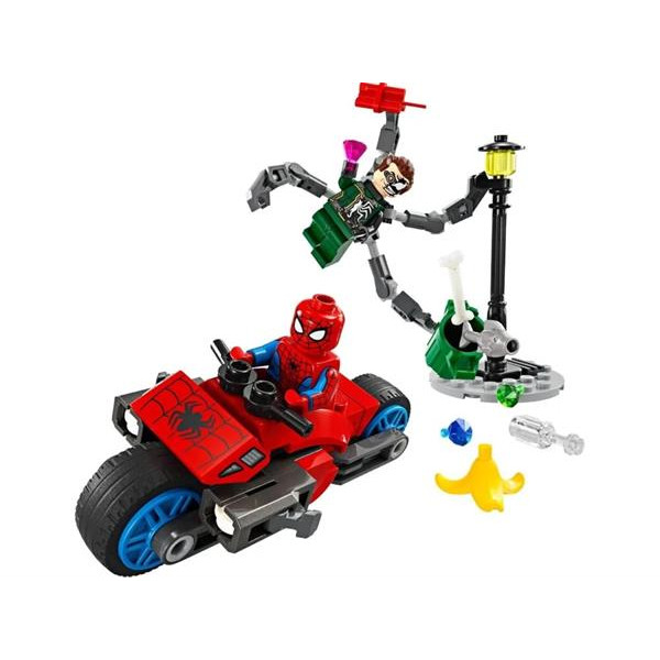 Конструктор LEGO Marvel Погоня на мотоциклах Людина-Павук vs. Доктор Восьминіг 77 деталей (76275)
