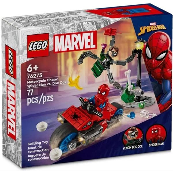Конструктор LEGO Marvel Погоня на мотоциклах Людина-Павук vs. Доктор Восьминіг 77 деталей (76275)