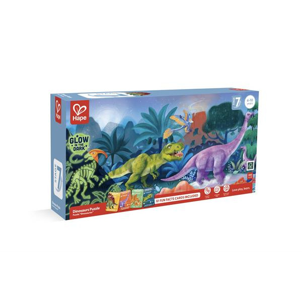 Пазл-панорама Hape Динозаври світяться 150 см, 200 ел. (E1632)