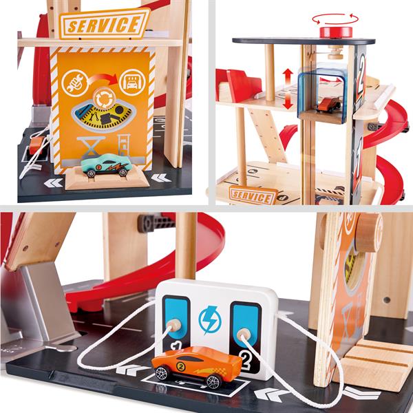 Автотрек Hape з паркінгом, ліфтом і вертолітним майданчиком (E3019A)