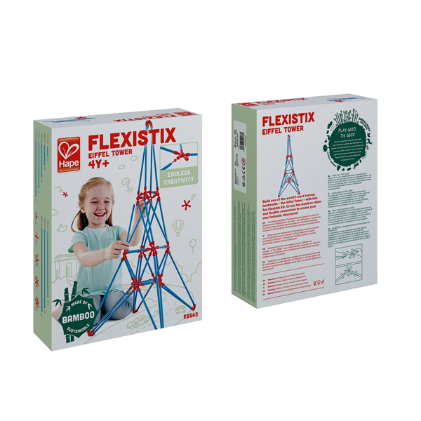 Конструктор Hape Flexistix Ейфелева вежа 62 деталі бамбуковий (E5563)