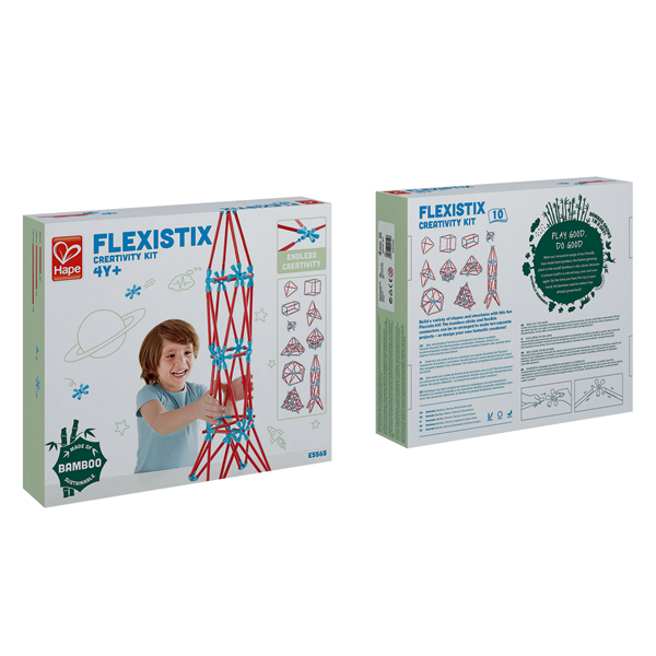 Конструктор Hape Flexistix Креативні фігури 133 деталі бамбуковий (E5565)