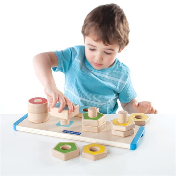 Дерев'яна логічна пірамідка Guidecraft Manipulatives Фігури на різьбі (G6901)