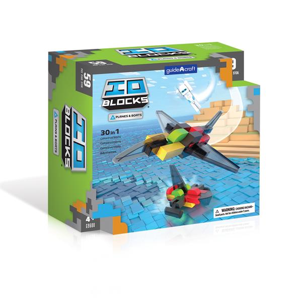 Конструктор Guidecraft IO Blocks Літаки і кораблі з доповненою 3d реальністю, 59 деталей (G9608)