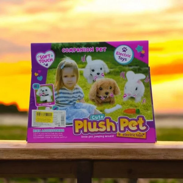 Улюбленець “Котик Plush Pet” на батарейках, звук, рух лапками, головою і хвостиком, мисочка, фен, гребінець, кісточка, в коробці  (вид 3)